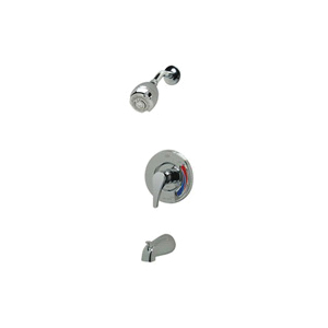 Zurn Temp-Gard III Z7302-SS-MT Pressure Balancing Tub and Shower Mixing Unit With Mixing Tee, Polished Nickel/Polished Chrome